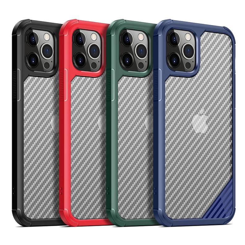 

Designer Dry Carbon Fiber Soft Tpu Hard Pc Air Suction Mobile Cell Phone Shells Cases For Iphone 11 12 Pro Max Defender Covers, Clear