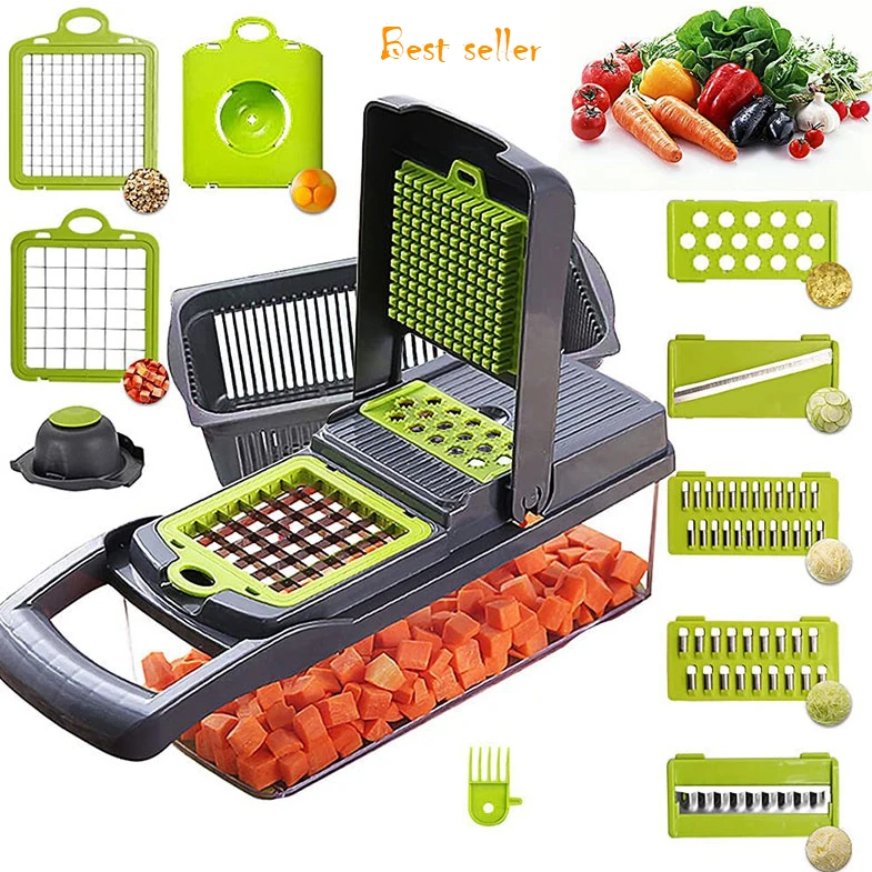 

2023 Hot Selling Kitchen Multi 12 In 1 Manual Mandoline Fruit Vegetable Cutter Onion Dicer Veggie Slicer Vegetable Chopper
