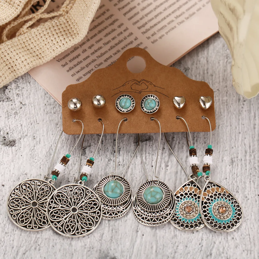 

Earring 2021 hot sell Color tassel green drop water Bohemian romantic flower eardrop fashon for woman