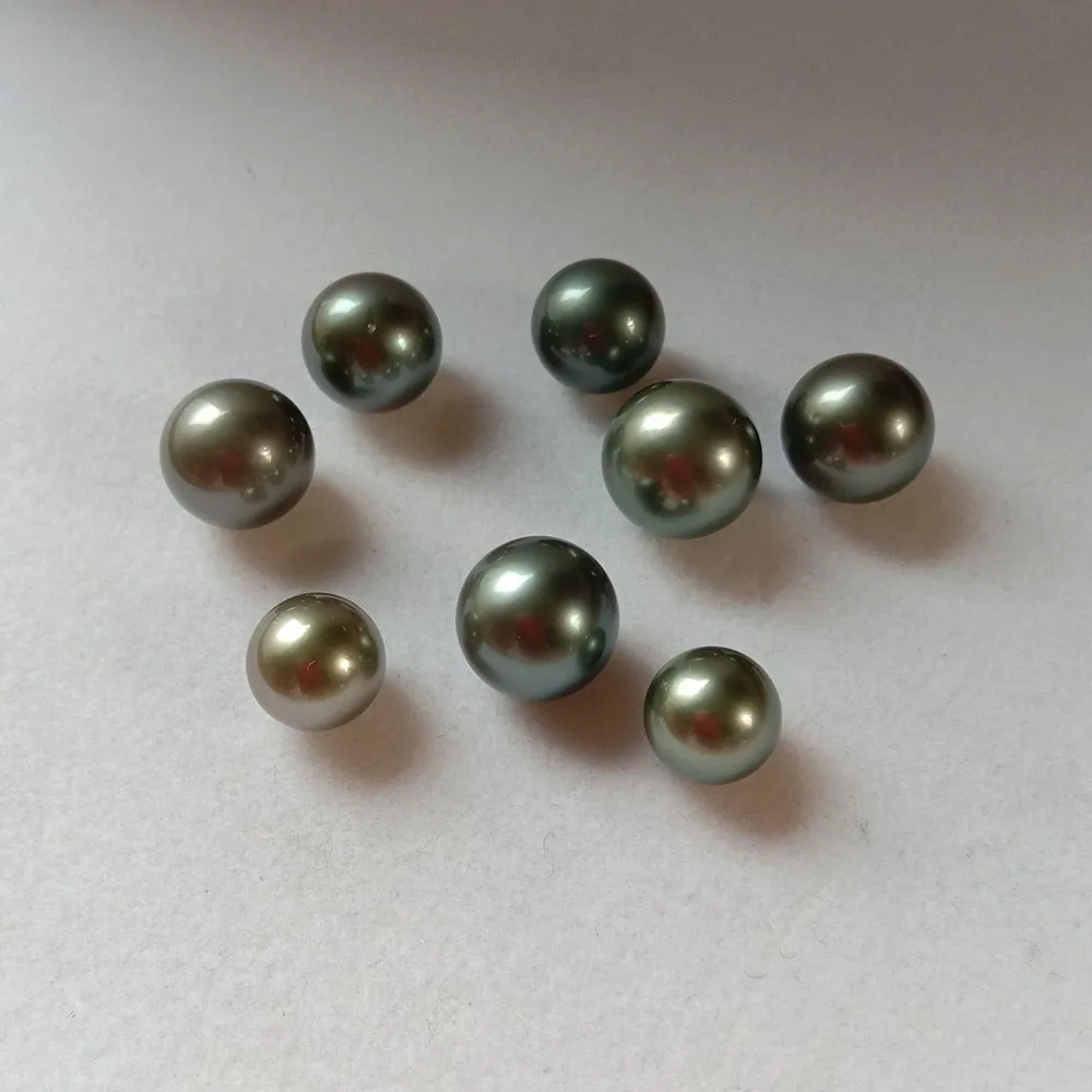 

wholesales BEADS,10-14 mm high quality AAAAA perfect round nature loose tahiti pearl with half OR no hole,nature black color