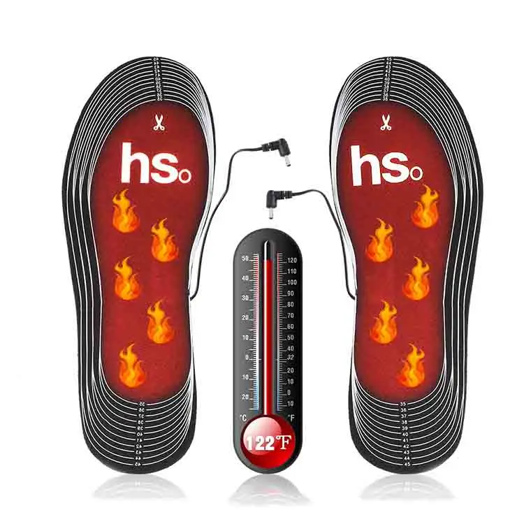 

OEM ODM winter electric heated insoles powered by power bank intelligent temperature regulation to keep warm, Black or custom