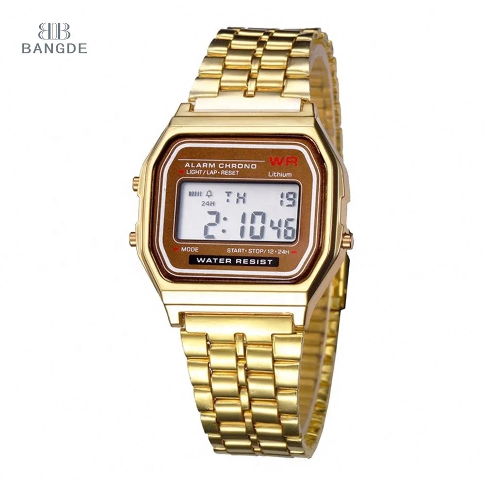 

Retro Watch man women Fashion Stainless Steel LED Sports Military Watch Electronic Ladies Digital Watch Couple bracelet Gift, 4 colors