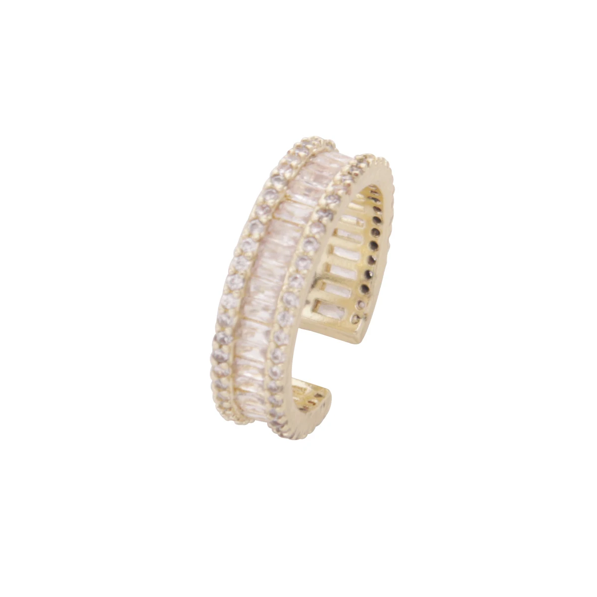 

18k Gold Plated Shiny Zircon Adjustable Ring Fashion Personality Couple Rings, Picture shows