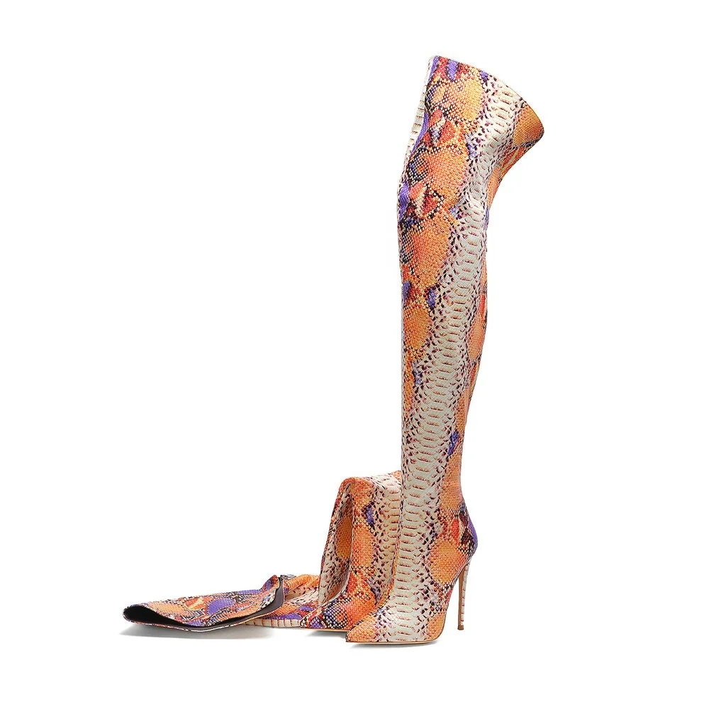 

Snakeskin Over Knee Boots Women High Sexy Fashion Pointed Toe Women Shoes Winter Thigh High Boots