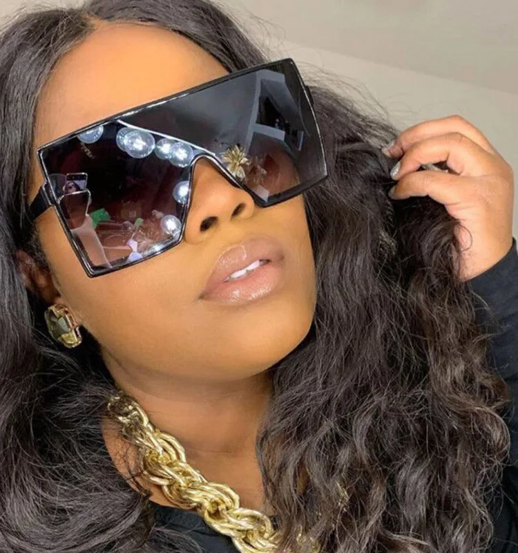 

2020 Ins retro vintage women big frame oversize square sunglasses