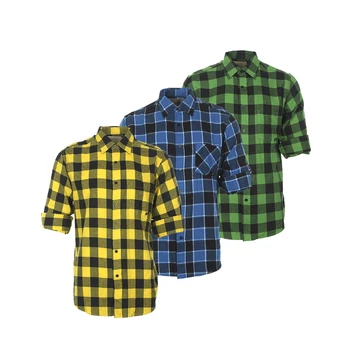 camisa de cuadros amarilla hombre