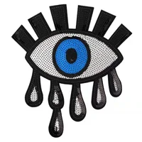 

Hot sale Large Evil Eye Patch Kids sequin patches for clothing Iron On Embroidered Applique custom patches for t shirts