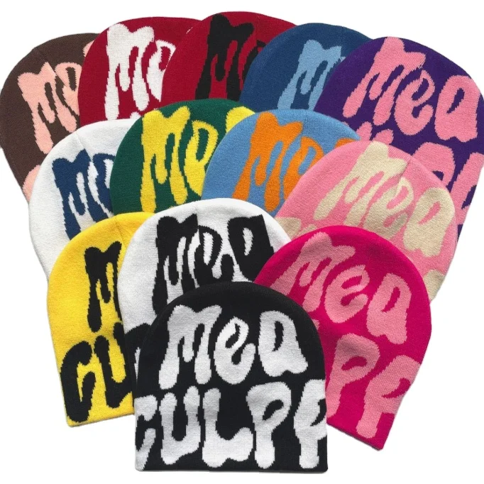 Winter colorful hip hop punk crazy wind letters graffiti popular street elastic warm knit hat