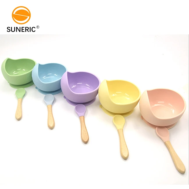 Modern Baby Feeding Bowl Set Non Spill Silicone Bowl for Baby with Spoon Baby Suction Bowl