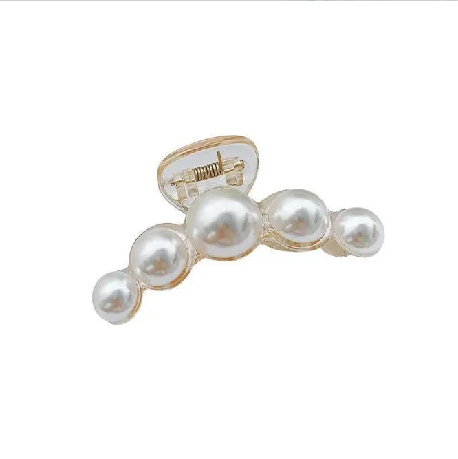 

Women's elegant pearl hair claw A-line shark clip top clip simple curling hair accessories