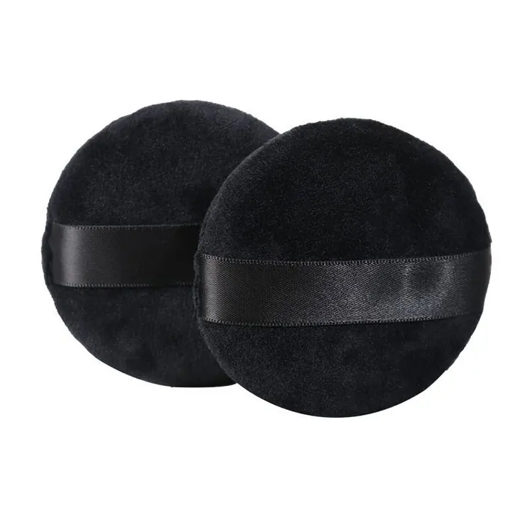 

1-17-22 black loose face cotton makeup powder puff, White/black