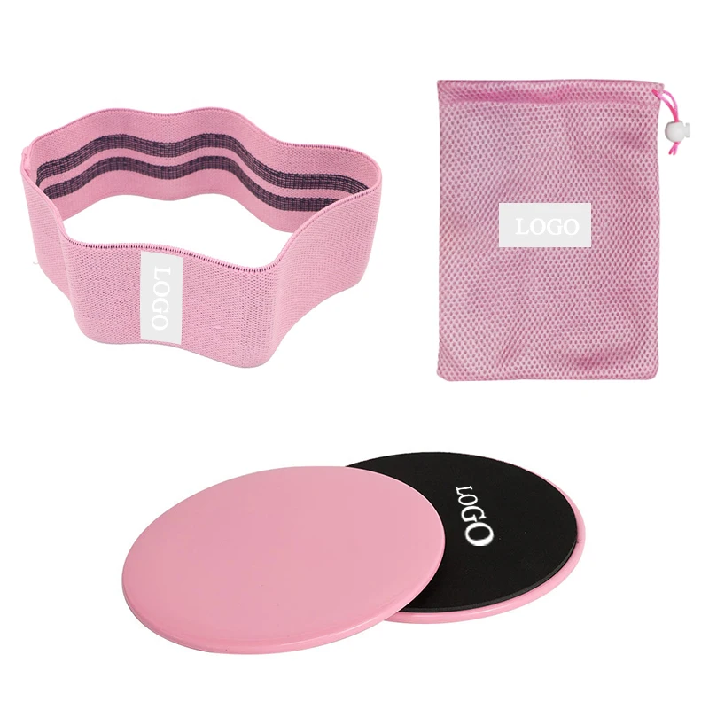 

Custom Logo Wide Anti Slip Fabric Resistance band set Core Sliders Women Hip Exercise Bands, Customized