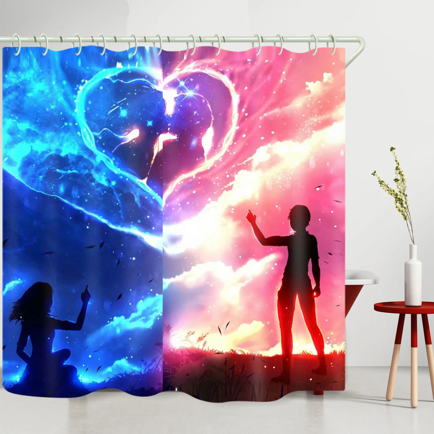 

Couple 3D printing waterproof polyester durable anti-peep bathroom decoration curtain high-end elegant shower curtain, Picture