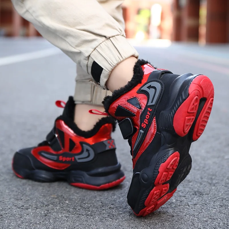 

Winter warm and velvet children's shoes outdoor snow boots non-slip sports men's shoes factory new customization