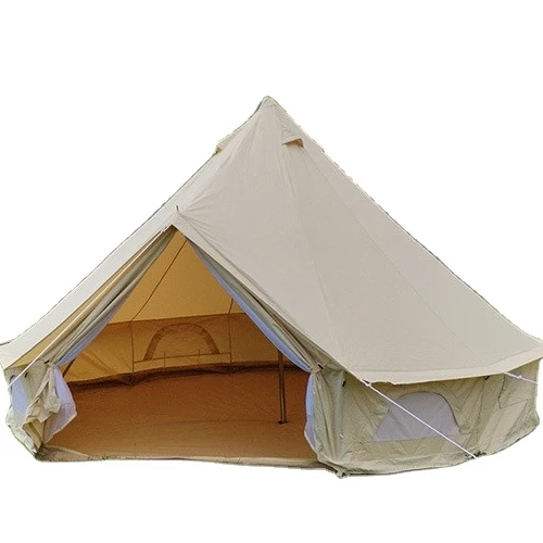 

New design outdoor canvas bell tent Waterproof Camping Tent for Outdoor Hotel round canvas tent, White