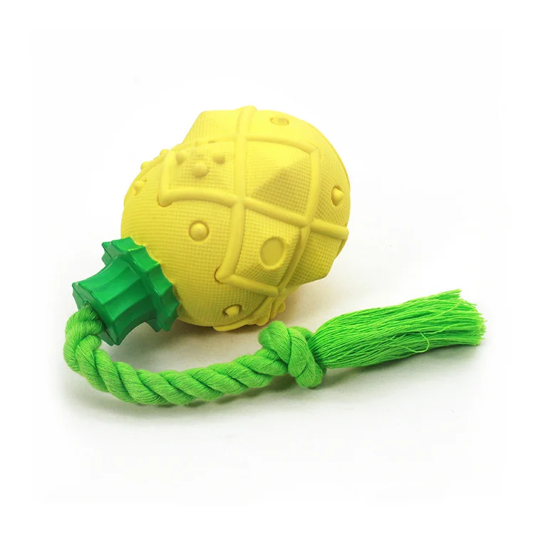 

2021 New Pet Dog Chew Toy Pineapple Rubber Chewing Toys Treats Snacks Food Leaking Toy Pet Supplies, Yellow