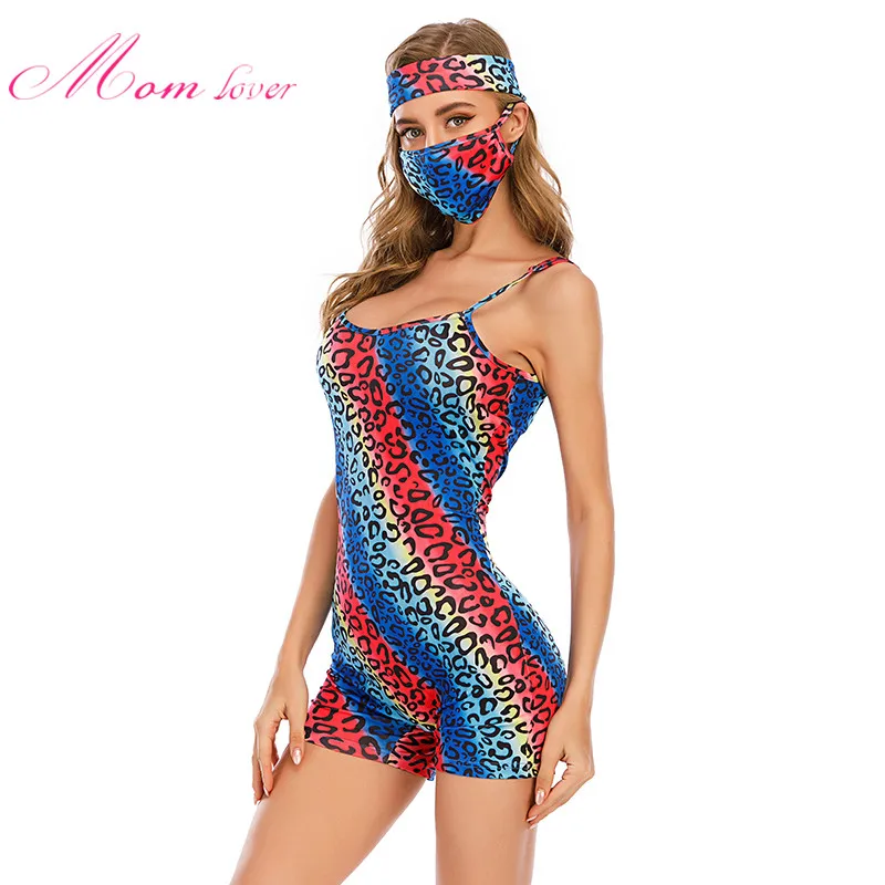 

2020 new shorts pajamas tights jumpsuit sleepwear body suits sexy onesie with facemask headband for women