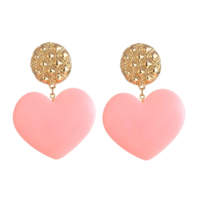 

JUHU Popular accessories cute pink sweet heart peach drop earring acrylic stud earring set more than one card for women, Colorful