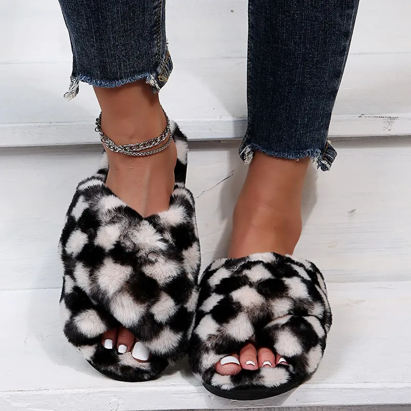 

Fall woman sandals new arrivals 2021 fashion ladies plush slippers indoor flat footwear, Beige,orange,white