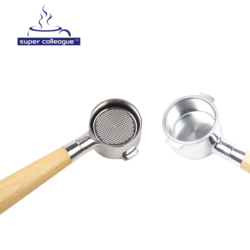 
Eco-Friendly Wood Handle Stainless Steel Coffee 51mm Portafilter Bottomless 