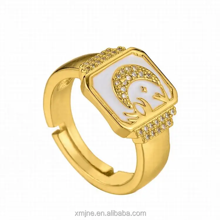 

European And American Copper Micro-Inlaid Zircon Gold Middle Eastern Arab Retro Personality Moon Couple Open Ring Female Ring