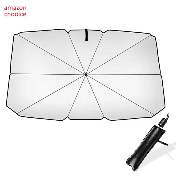 

Car Windshield Sun Shade Umbrella Foldable Car Umbrella Cover UV Block car umbrella sun shade cover, Front silver,back black