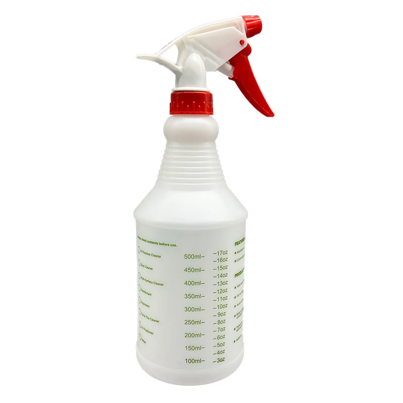 Featured 24oz 750ml White PE Plastic cleaning agriculture garden trigger spray bottle with adjustable nozzle