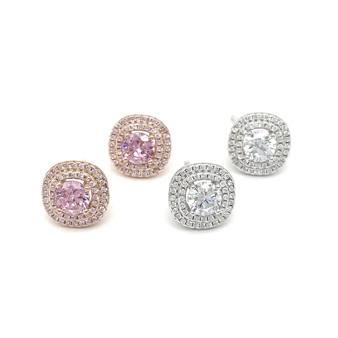 

2021 gold plated jewelry 925 silver gemstone single diamond zircon stud earrings women