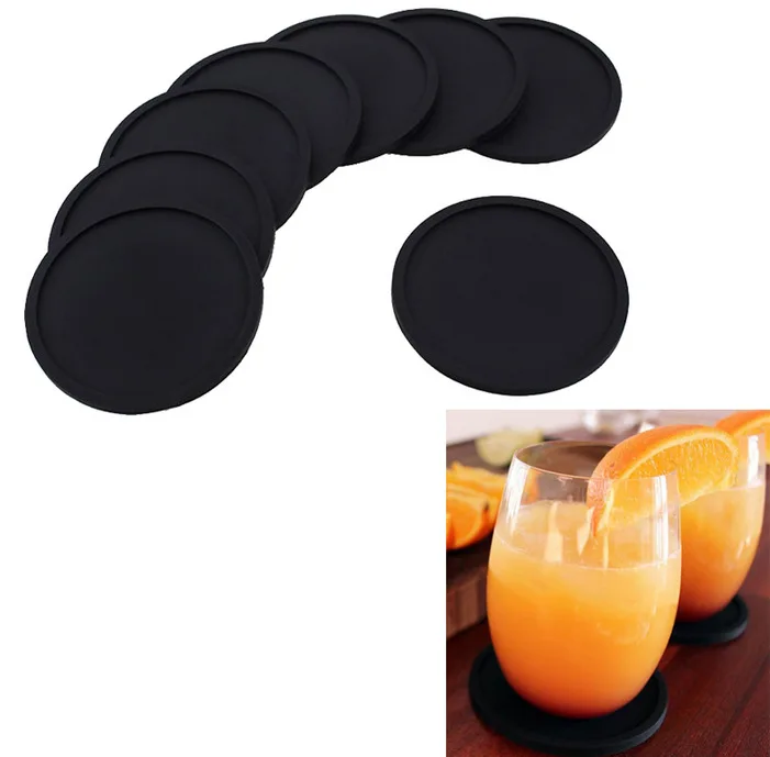 

Silicone Soft Black Coaster Insulated Non-Slip Hotel Kitchen Customizable Exclusive Round Placemat