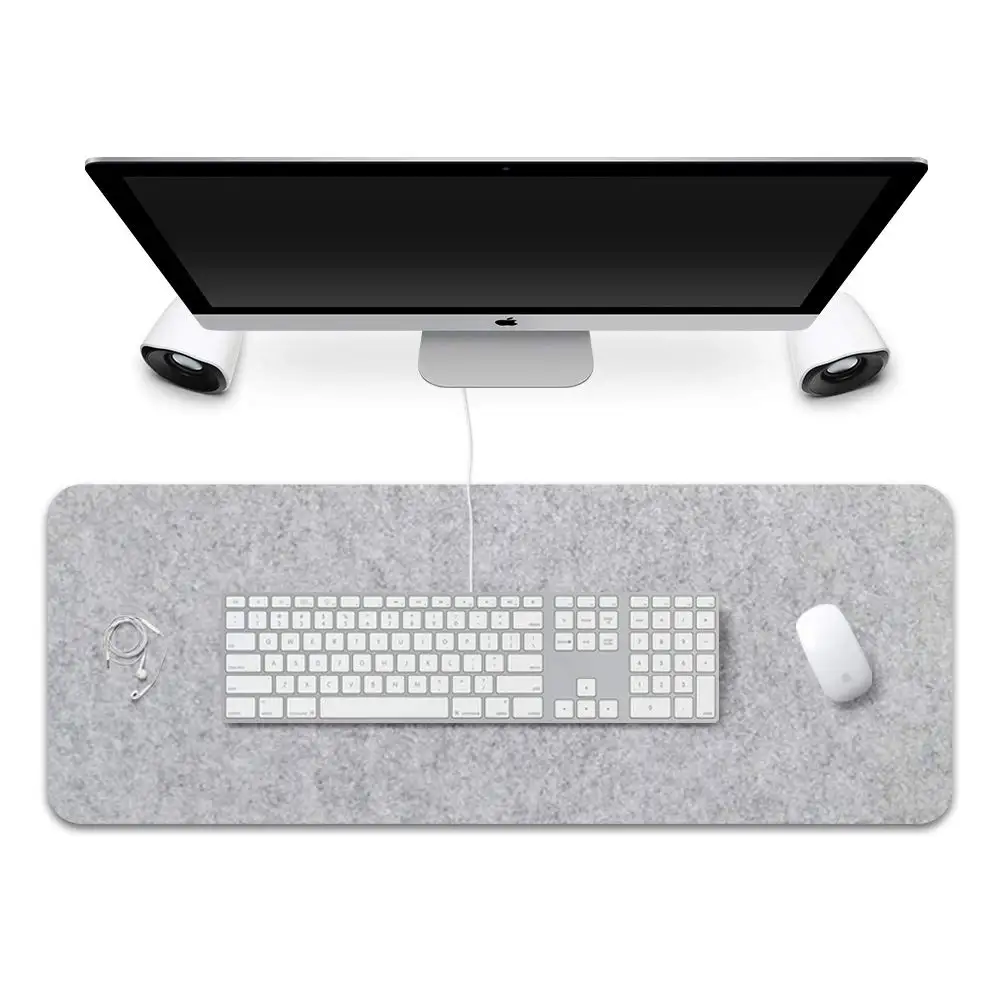 

Non-Slip felt desk mat - Extended Gaming Mouse Pad Desk Pad Protector Office Writing Mat, Number 4( light grey)