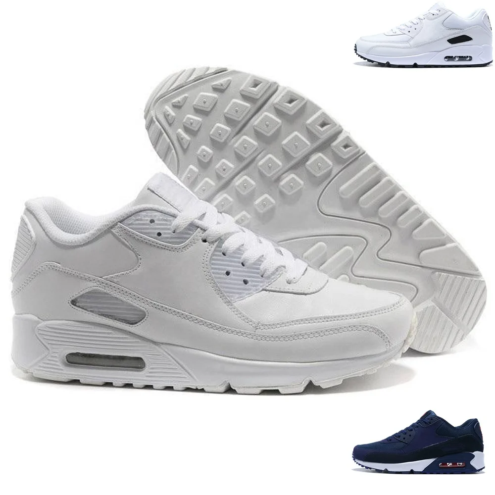 

New 90 Mens Womens Running Shoes Triple White Black Red 90s Men Trainers Cushion Surface Breathable Sports Sneakers Size 36-46