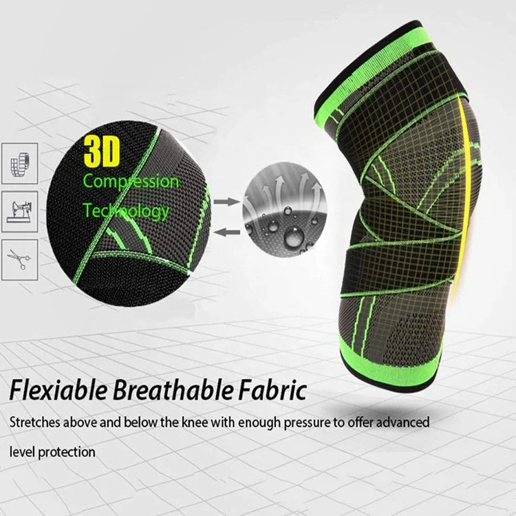 

Gym Custom Protective Compression Basketball 3D Adjustable Buy Strap Hinged With Spring Pads Belt Sleeve Knee Support Knee Brace, Green, black, orange