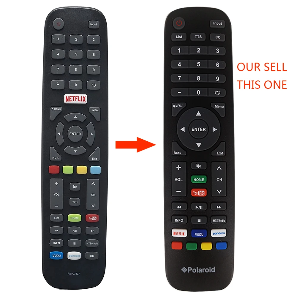 

2021 New hot sale KT1746-HG2 Remote control Polaroid 40T2F Smart TV VUDU Pandora Youtube factory price high quality, Black