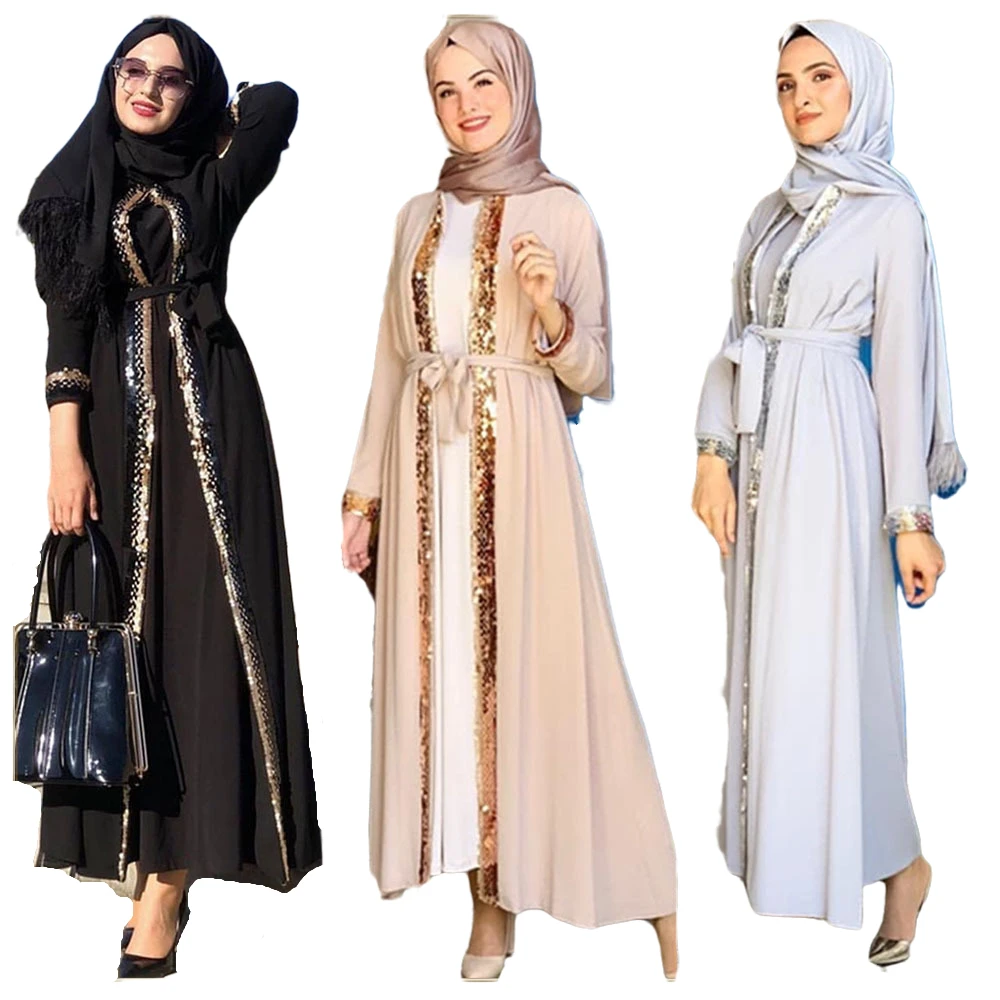 

Wholesale women abaya islamic dresses for ladies slim long dress muslim abaya women muslim dress, 3 colors