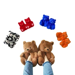 2021 new arrivals kids teddy bear slippers Cheap Children Bedroom Soft Fluffy Bear Shoes Plush Teddy Bear Slippers