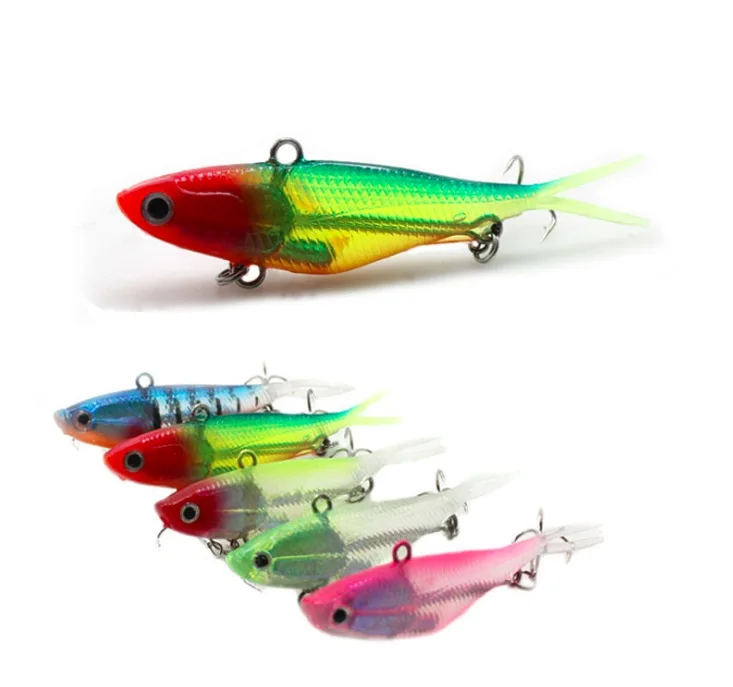 

95mm lead head fish plastic soft bait minnow fishing soft vibe lures, 12 colors