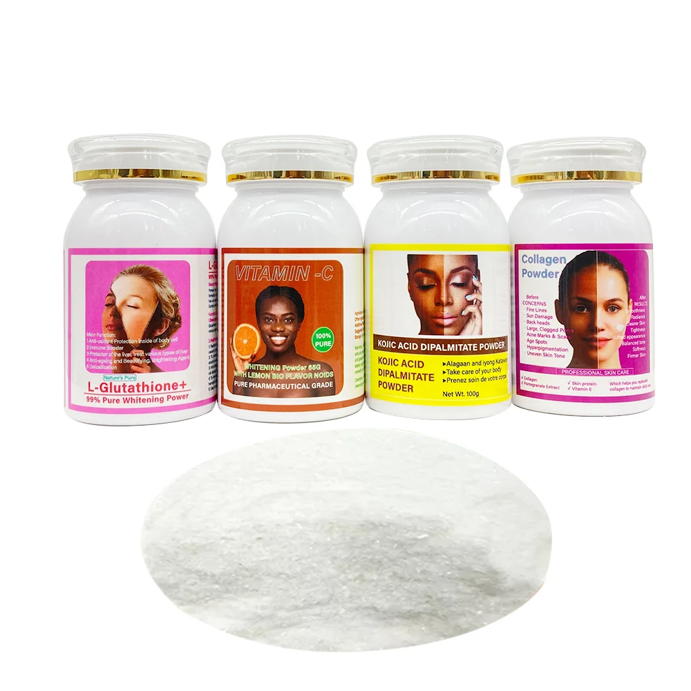 

L-Glutathion Vitamine -C Kojic Acid & Collagen Powder for Skin Whitening Mix with Soap or Lotion Powder 4 Bottle Per Set