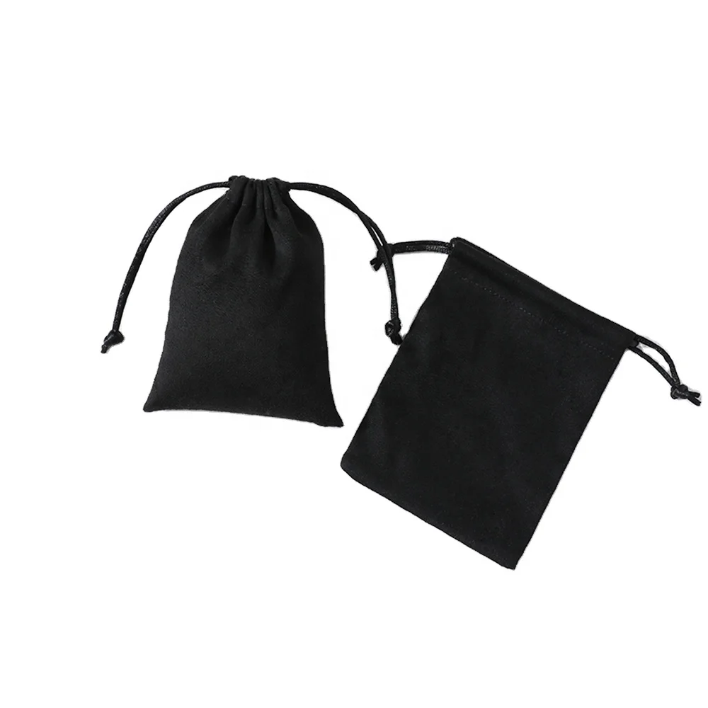 7x9 cm Can Custom Logo Print Luxury Velvet Flannel Suede Handmade Small Drawstring Jewelry Necklace Bracelet Gift Package Pouch