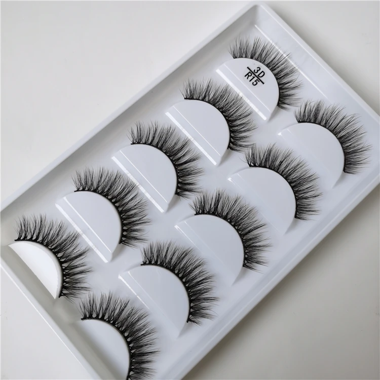 

custom logo 5d faux mink eyelashes 5 pairs cheap natural soft short 3d eye lashes