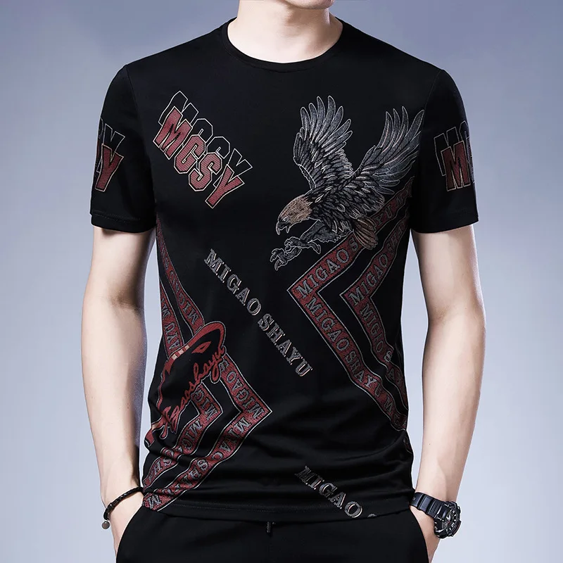 

New summer 2021 Men's short-sleeved t-shirts Printed cotton round collar leisure