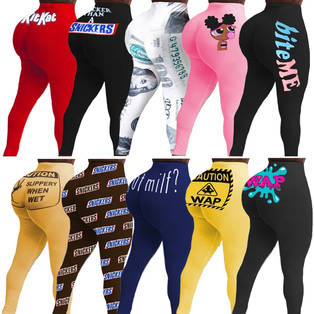 

Women Workout Leggings girls' compression tights jogger track plus size women dollar printing pants, As picture