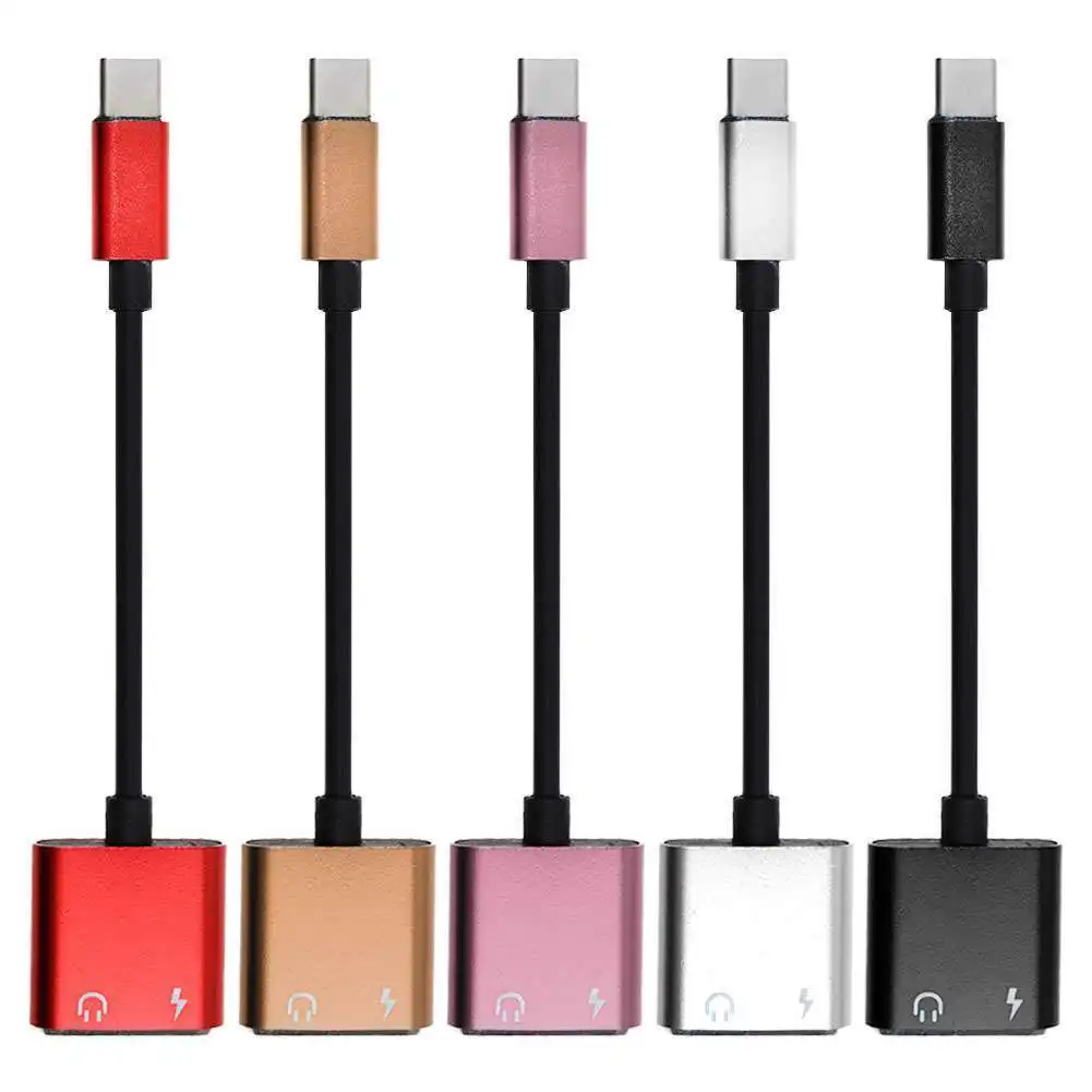 2 en 1 tipo-C a 3,5mm para auriculares Jack Adaptador de Audio AUX cargador de carga de Cable - ANKUX.COM