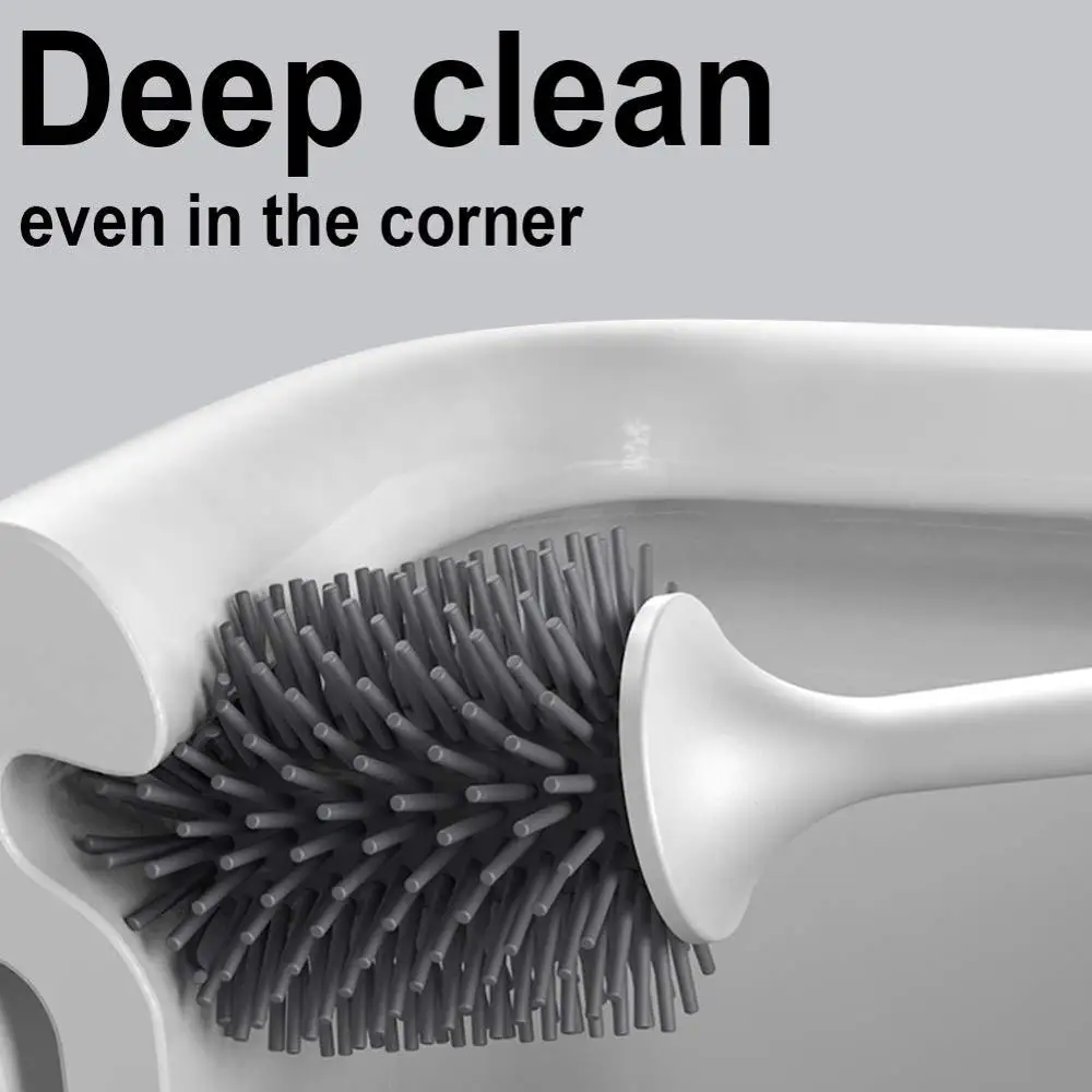 
Anti-bacterial Silicone Toilet Brush No Scratch Soft Toilet Cleaner Brush 