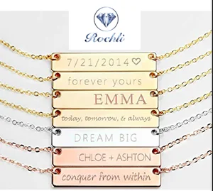 Personalized sterling silver necklace Name Plated Bar Gold Necklace Custom Silver Necklace Gifts 2