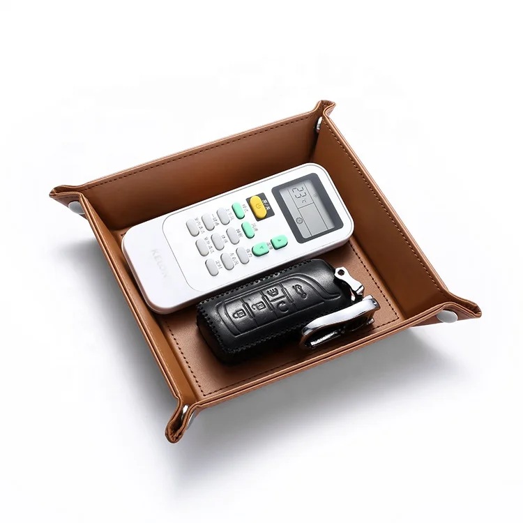 

Sample Available Perfume Bed Trinket Luxury Car Vanity Jewelry Cable Storage China Valet Leather Tray, Brown or oem