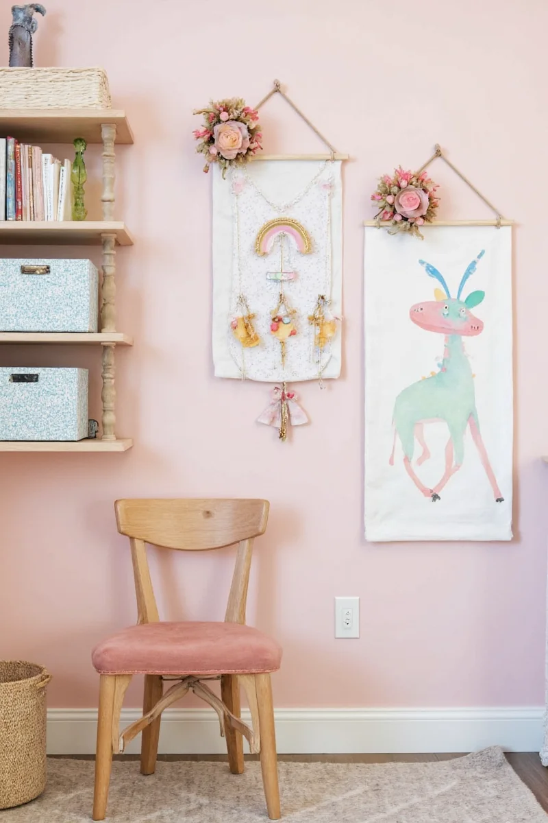 Kitchen with mint pink towels and decor