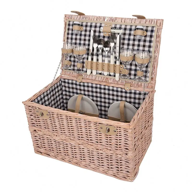 Fast Delivery Cheap Wicker Picnic Basket Set Storage Baskets With