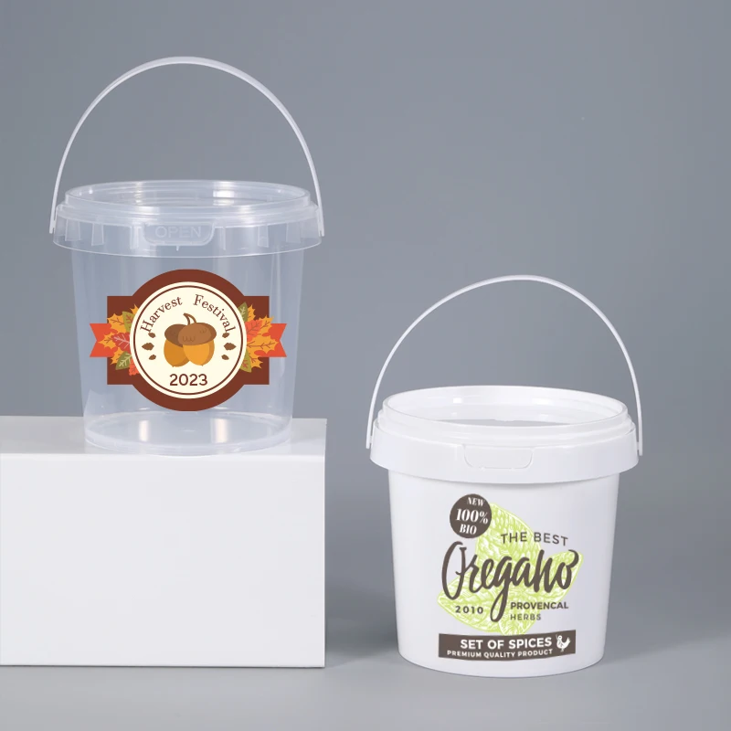 

Customizable PP Food Grade Transparent Plastic Storage Bucket For Food Snacks