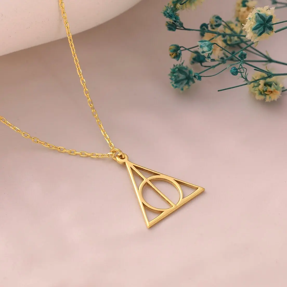 

Wholesale Best Seller Harry Potter Necklace Hollows Deathly Charm Wizard Pendant 316l Stainless Steel Geometric Necklace Jewelry