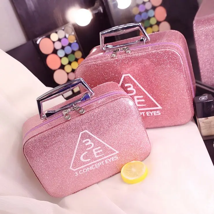 

Fashion PU Leather Box For Women Portable Cosmetic Case Travel Storage Bag Suitcases
